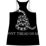 Black And White Gadsden Flag Print Women's Racerback Tank Top