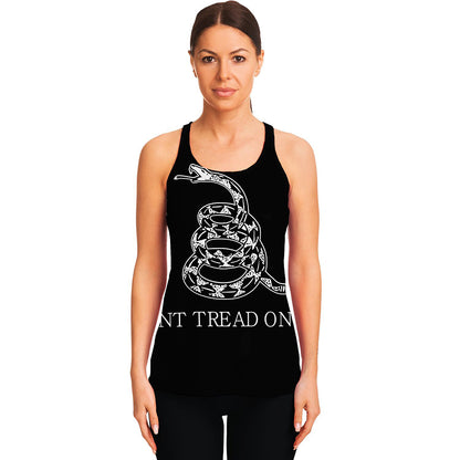 Black And White Gadsden Flag Print Women's Racerback Tank Top