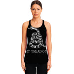 Black And White Gadsden Flag Print Women's Racerback Tank Top