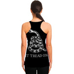 Black And White Gadsden Flag Print Women's Racerback Tank Top