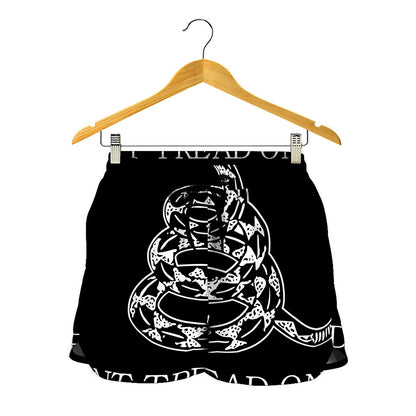 Black And White Gadsden Flag Print Women's Shorts