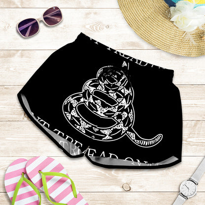 Black And White Gadsden Flag Print Women's Shorts