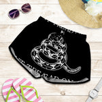 Black And White Gadsden Flag Print Women's Shorts