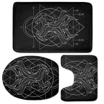 Black And White Gemini Sign Print 3 Piece Bath Mat Set