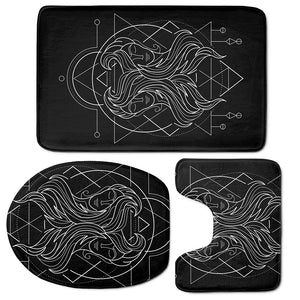 Black And White Gemini Sign Print 3 Piece Bath Mat Set