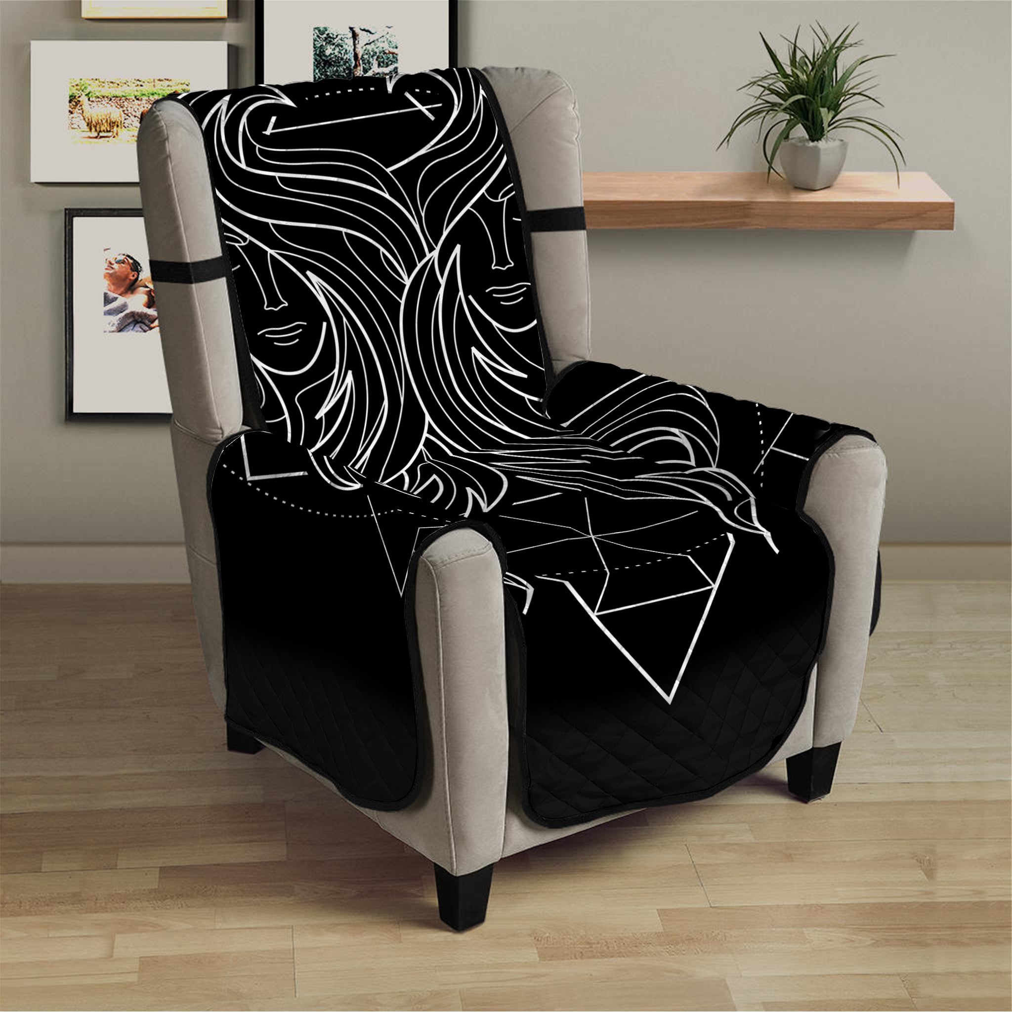 Black And White Gemini Sign Print Armchair Protector