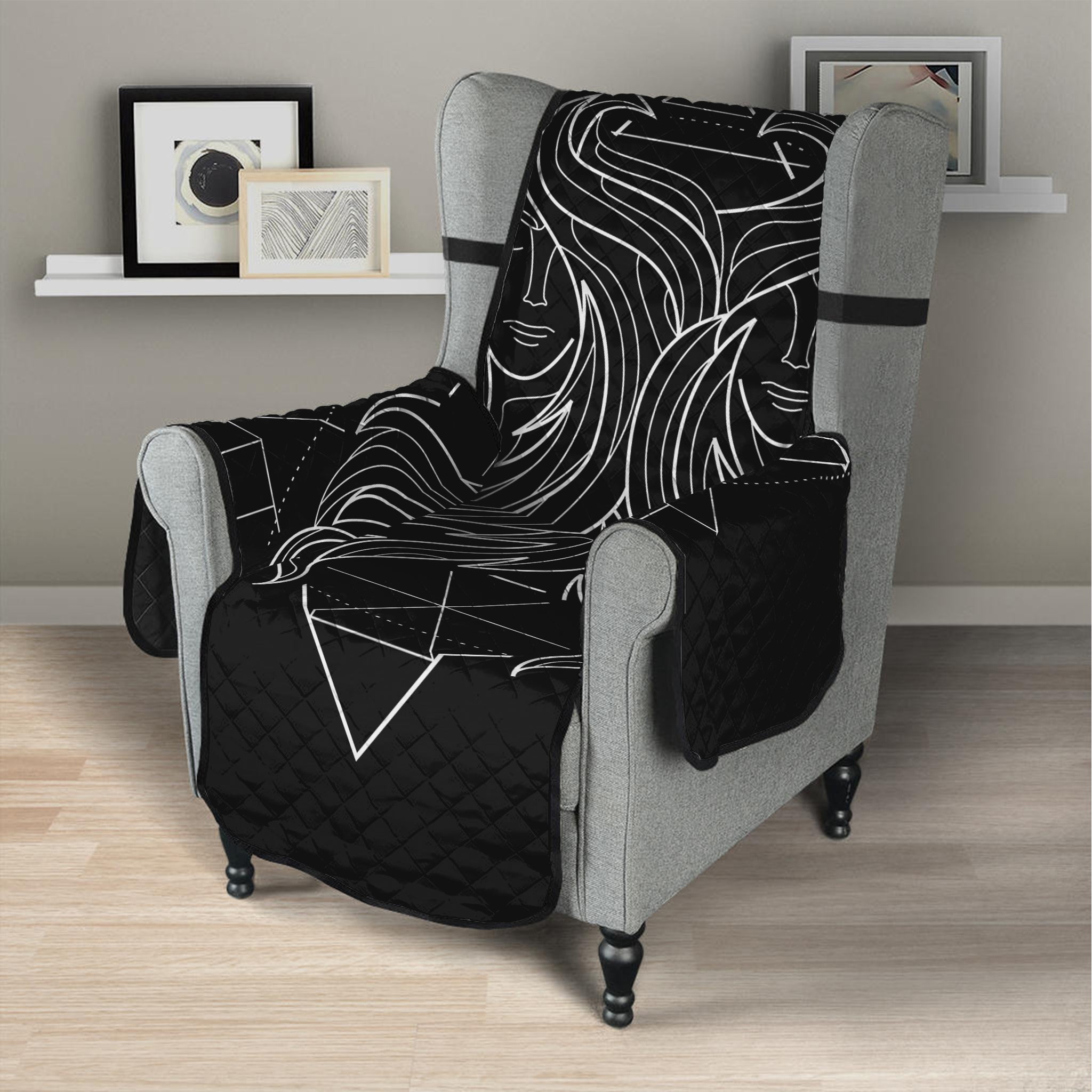 Black And White Gemini Sign Print Armchair Protector