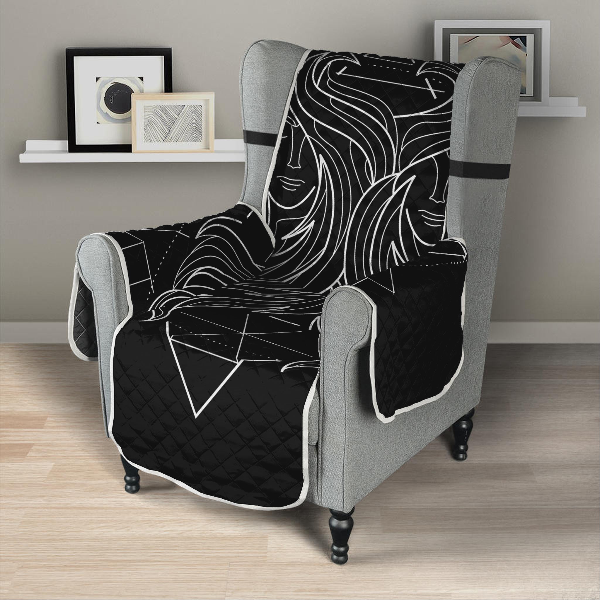 Black And White Gemini Sign Print Armchair Protector