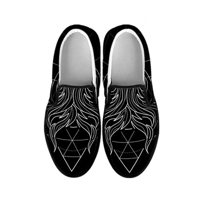 Black And White Gemini Sign Print Black Slip On Shoes