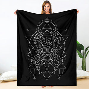 Black And White Gemini Sign Print Blanket