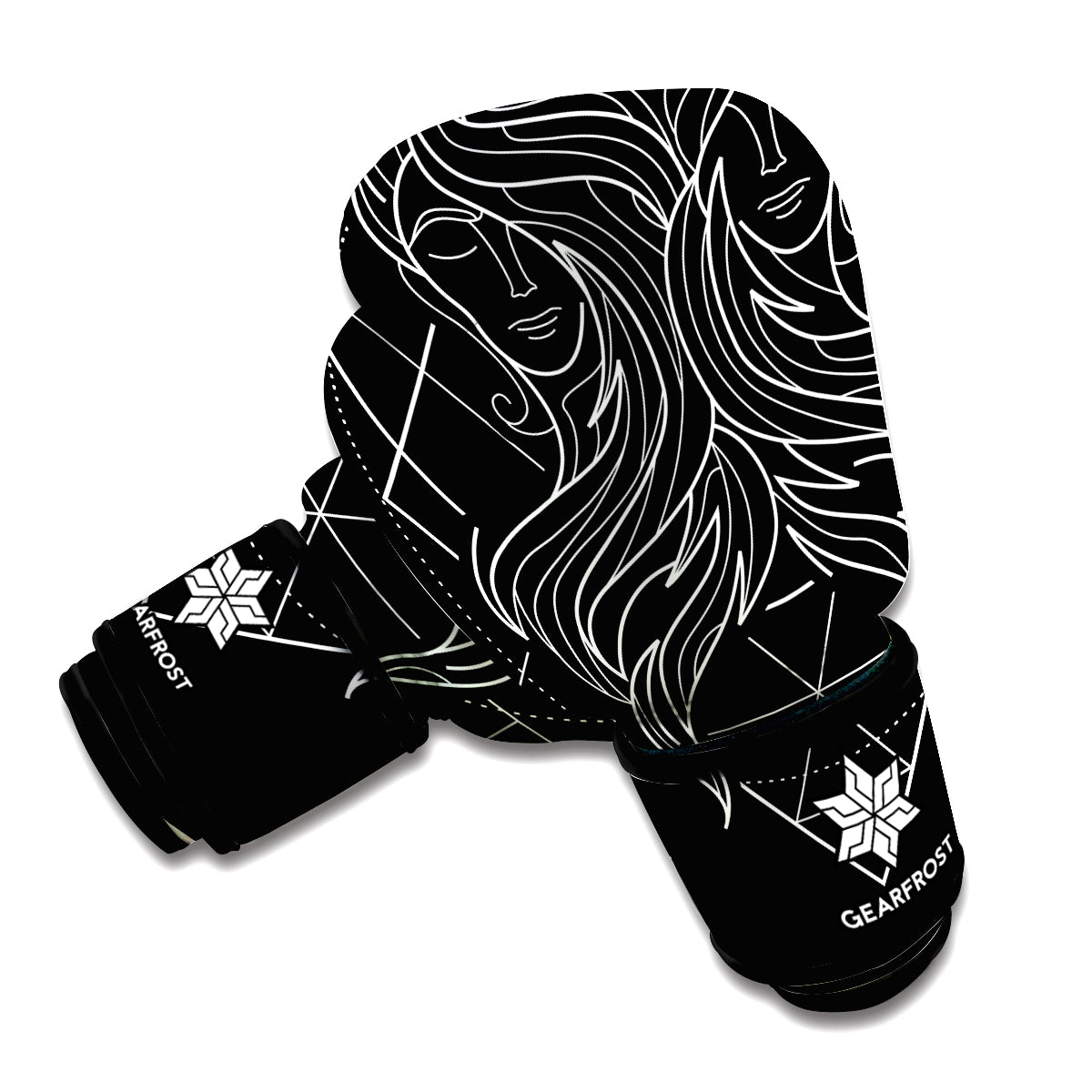 Black And White Gemini Sign Print Boxing Gloves