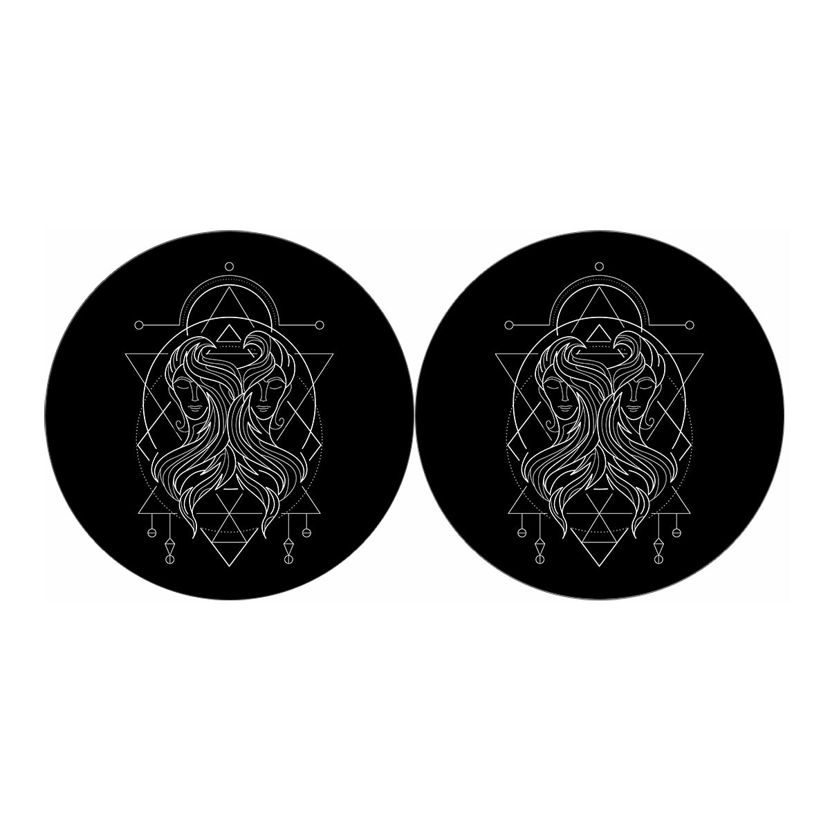 Black And White Gemini Sign Print Car Coasters