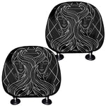 Black And White Gemini Sign Print Car Headrest Covers