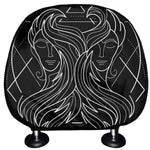 Black And White Gemini Sign Print Car Headrest Covers