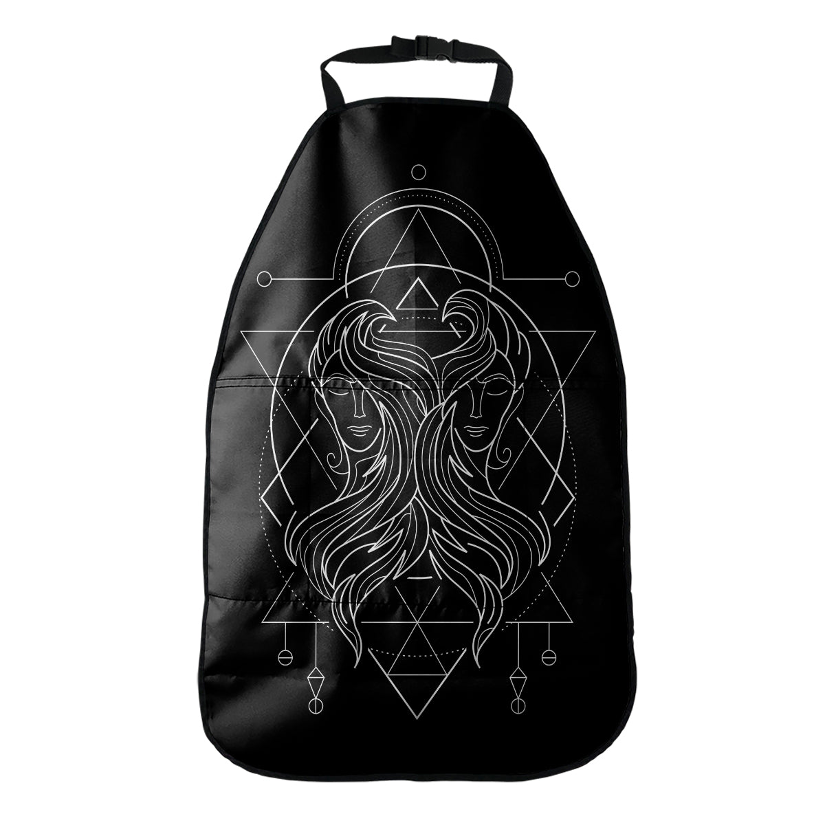 Black And White Gemini Sign Print Car Seat Organizers
