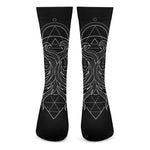 Black And White Gemini Sign Print Crew Socks