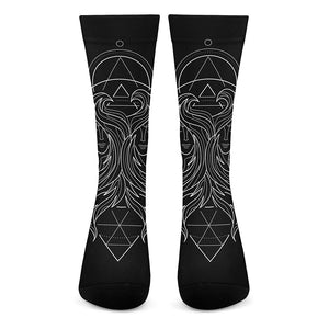 Black And White Gemini Sign Print Crew Socks