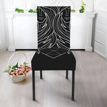 Black And White Gemini Sign Print Dining Chair Slipcover