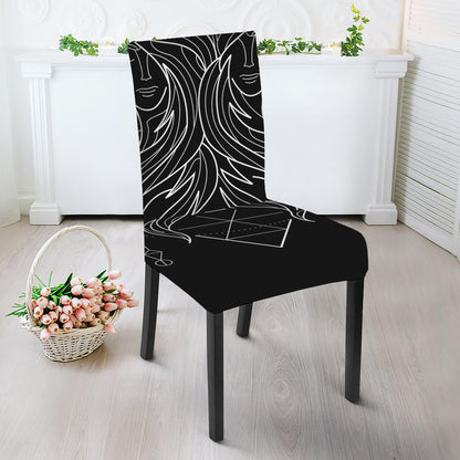 Black And White Gemini Sign Print Dining Chair Slipcover