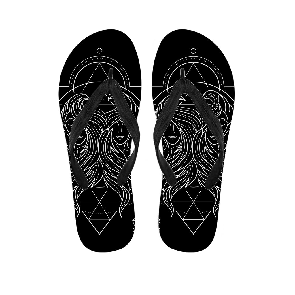 Black And White Gemini Sign Print Flip Flops