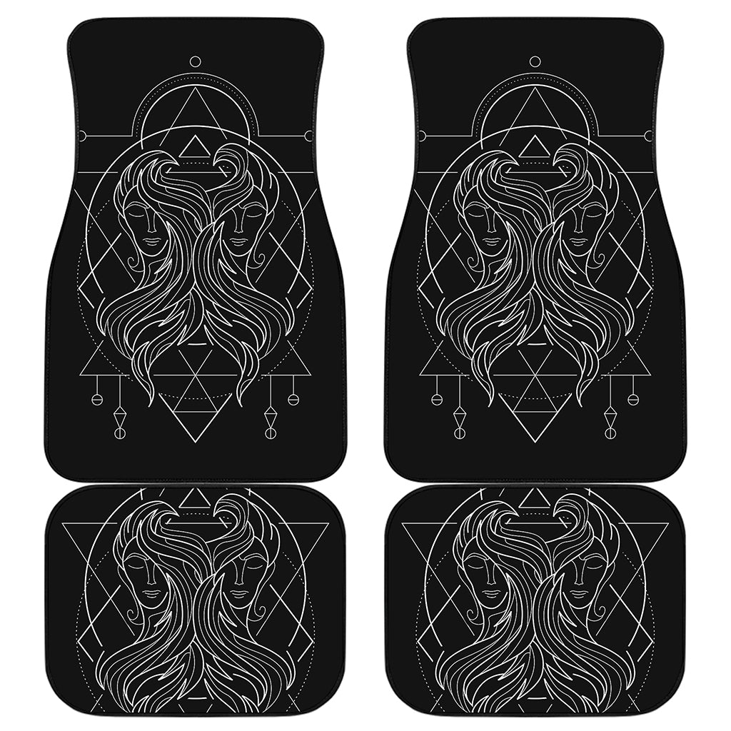 Black And White Gemini Sign Print Front and Back Car Floor Mats