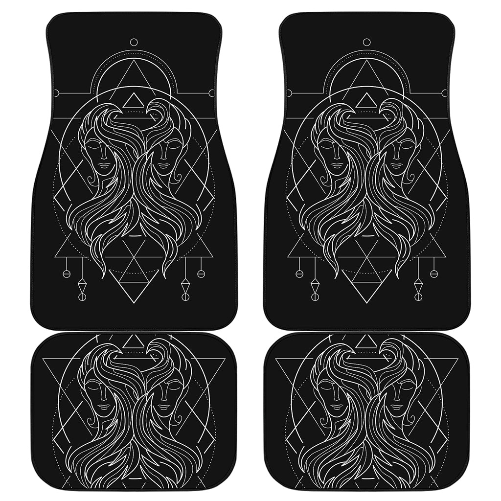 Black And White Gemini Sign Print Front and Back Car Floor Mats