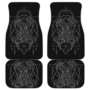 Black And White Gemini Sign Print Front and Back Car Floor Mats