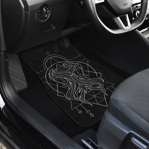 Black And White Gemini Sign Print Front and Back Car Floor Mats