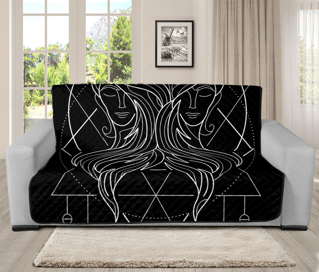 Black And White Gemini Sign Print Futon Protector