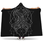 Black And White Gemini Sign Print Hooded Blanket