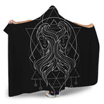 Black And White Gemini Sign Print Hooded Blanket