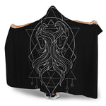 Black And White Gemini Sign Print Hooded Blanket