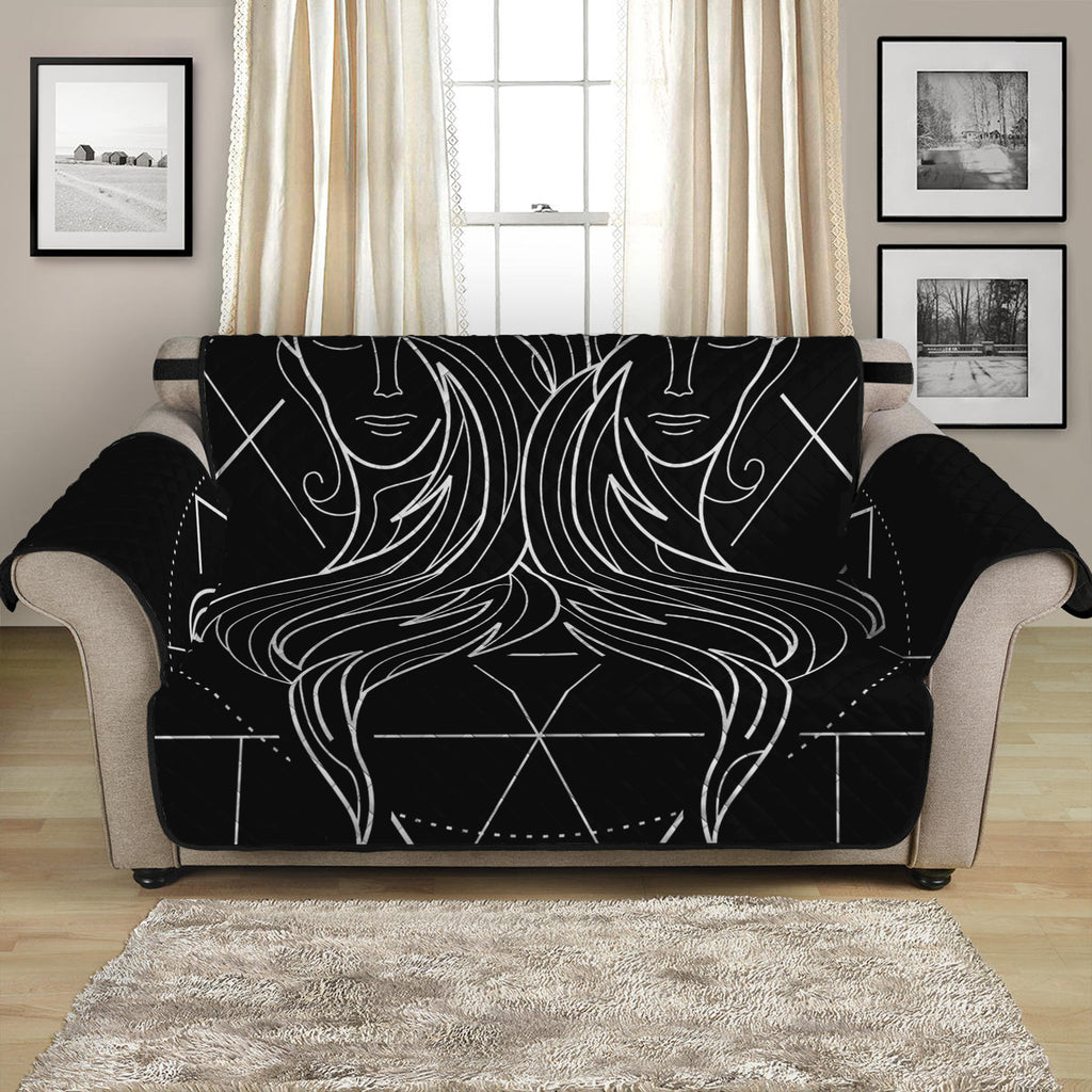 Black And White Gemini Sign Print Loveseat Protector