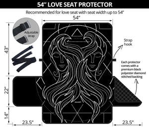 Black And White Gemini Sign Print Loveseat Protector