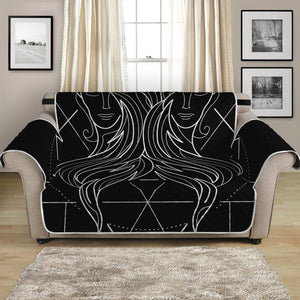 Black And White Gemini Sign Print Loveseat Protector