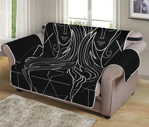 Black And White Gemini Sign Print Loveseat Protector