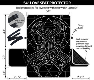 Black And White Gemini Sign Print Loveseat Protector