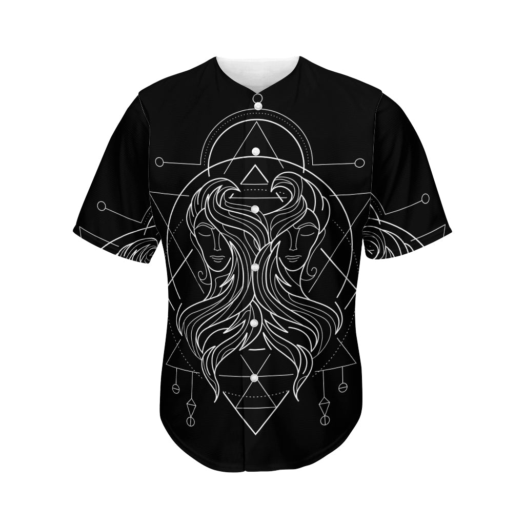 Black And White Gemini Sign Print Men's Baseball Jersey