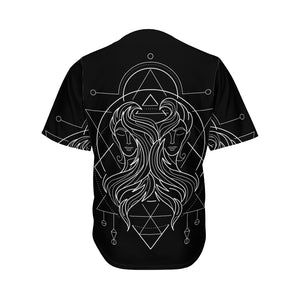 Black And White Gemini Sign Print Men's Baseball Jersey