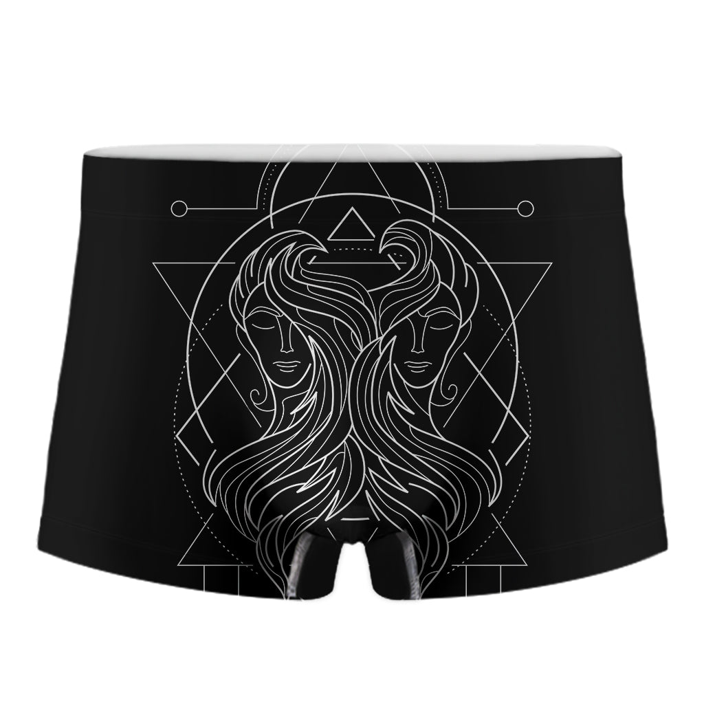 Black And White Gemini Sign Print Men's Boxer Briefs