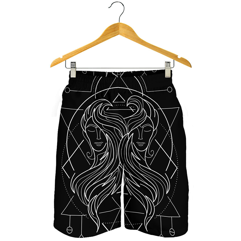 Black And White Gemini Sign Print Men's Shorts