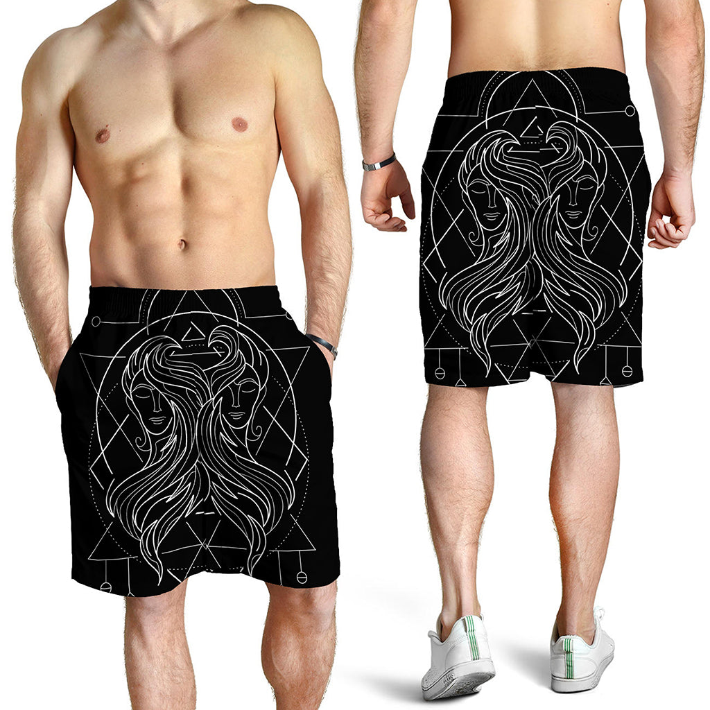 Black And White Gemini Sign Print Men's Shorts