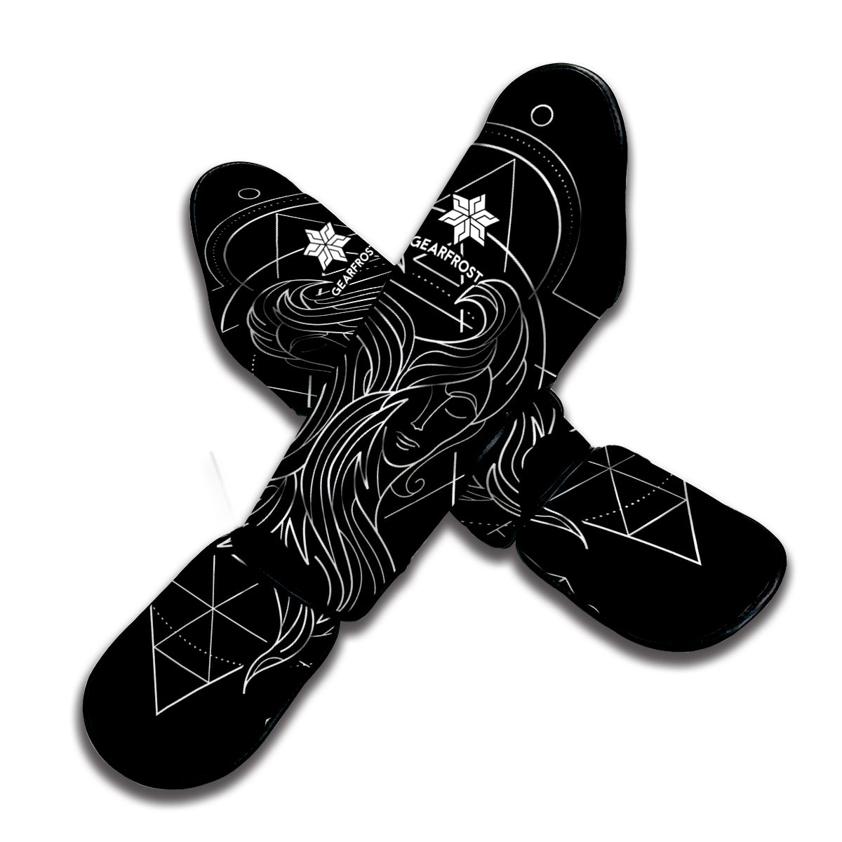 Black And White Gemini Sign Print Muay Thai Shin Guard