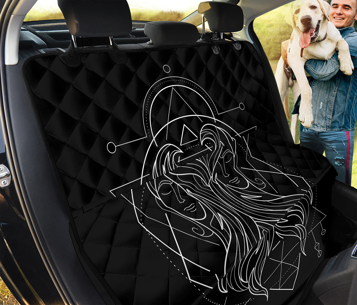 Black And White Gemini Sign Print Pet Car Back Seat Cover