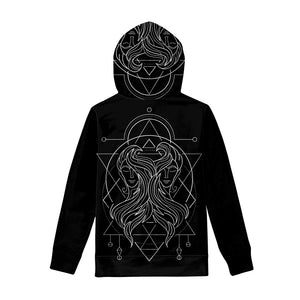 Black And White Gemini Sign Print Pullover Hoodie