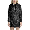 Black And White Gemini Sign Print Pullover Hoodie Dress