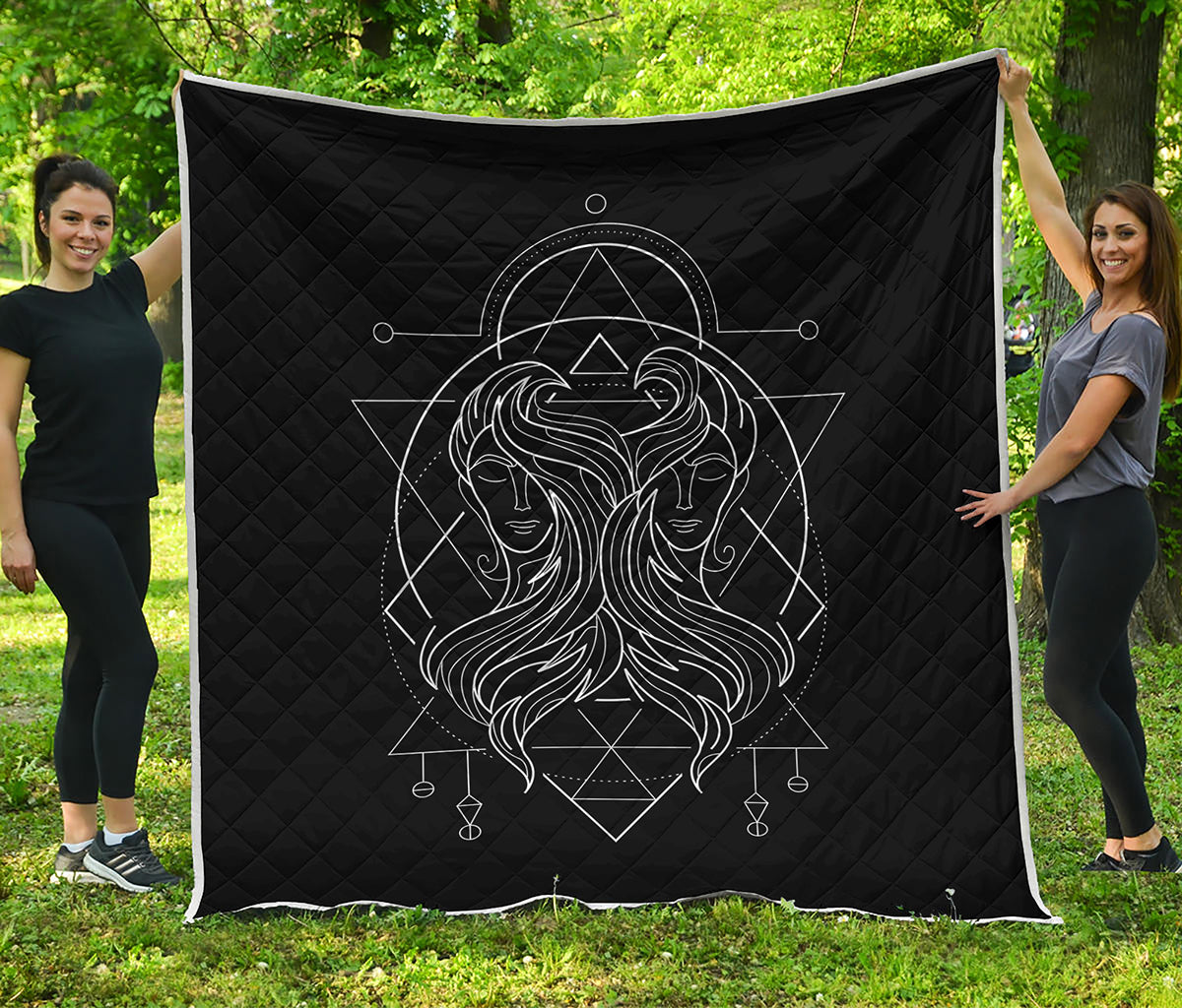 Black And White Gemini Sign Print Quilt