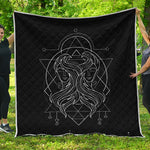Black And White Gemini Sign Print Quilt