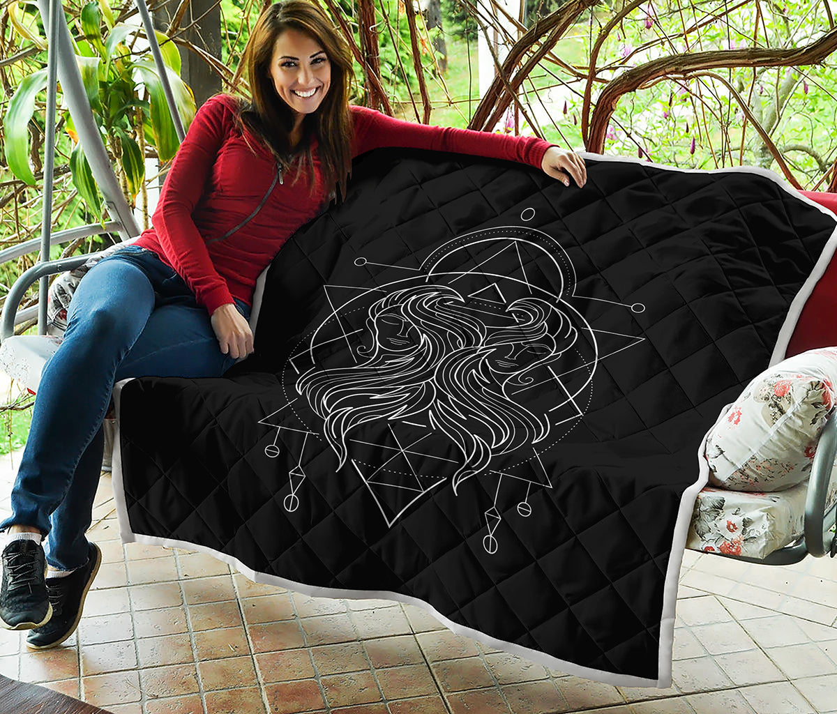 Black And White Gemini Sign Print Quilt