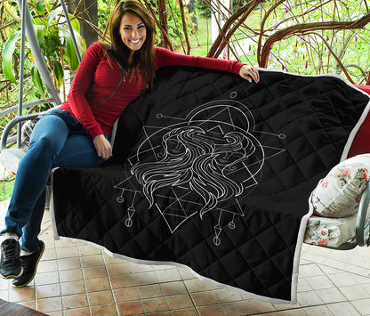 Black And White Gemini Sign Print Quilt